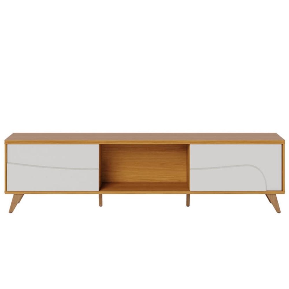 Rack TV 75 Pol 217cm Pé Madeira Dante Naturale/Off C05 - Mpozenato