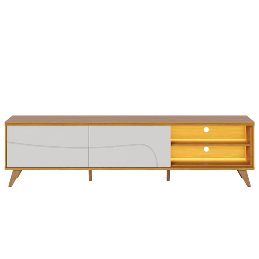 Rack TV 75 Pol 217cm Pé Madeira Dante Naturale/Off C05 - Mpozenato