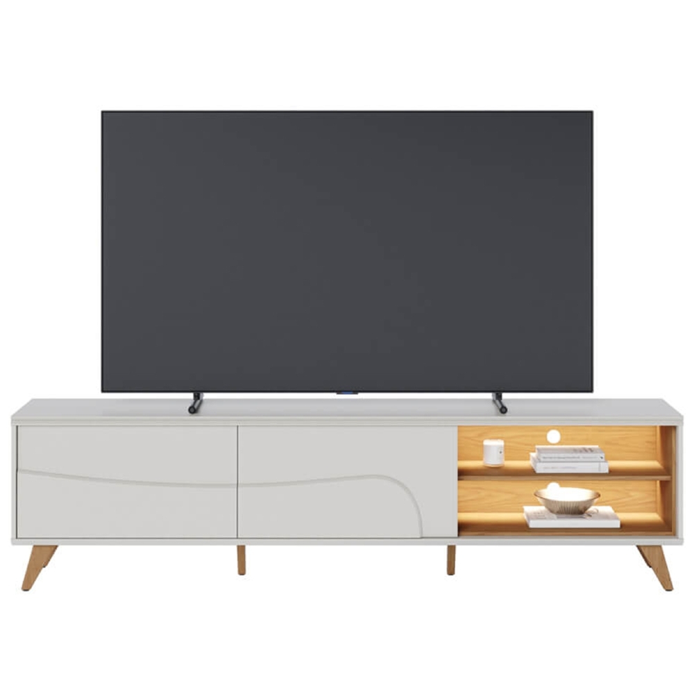Rack TV 75 Pol 217cm Pé Madeira Dante Off/Freijó C05 - Mpozenato