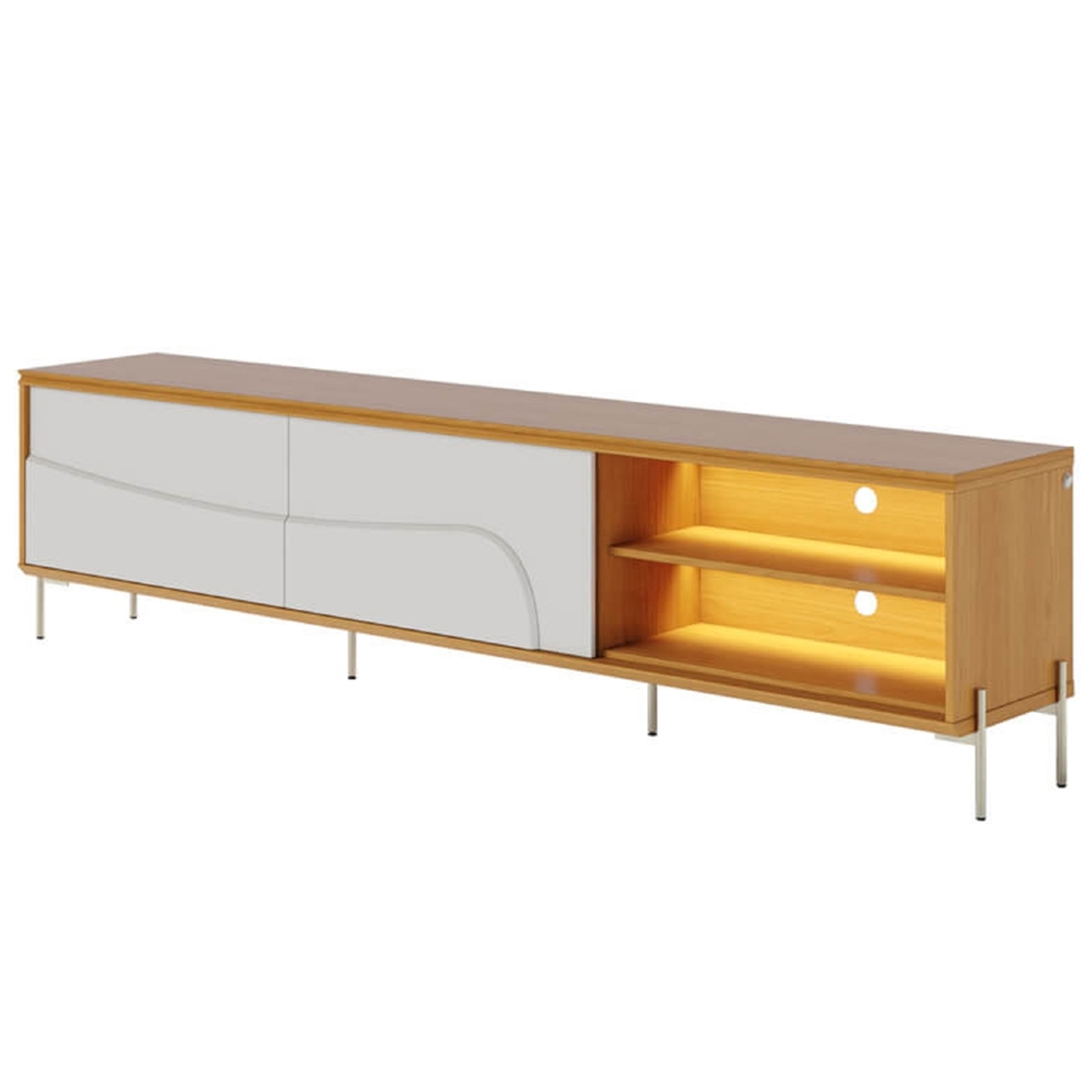 Rack TV 75 Pol 217cm Pé Metal Dante Naturale/Off C05 - Mpozenato