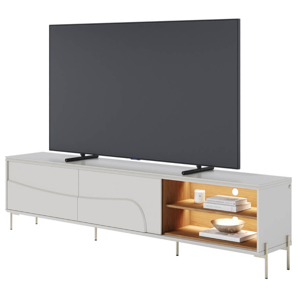 Rack TV 75 Pol 217cm Pé Metal Dante Off/Freijó C05 - Mpozenato