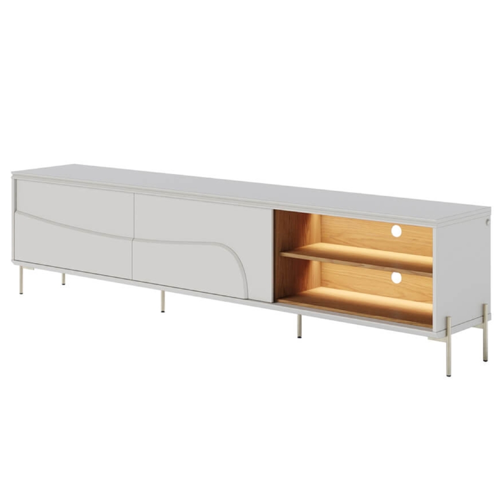 Rack TV 75 Pol 217cm Pé Metal Dante Off/Freijó C05 - Mpozenato