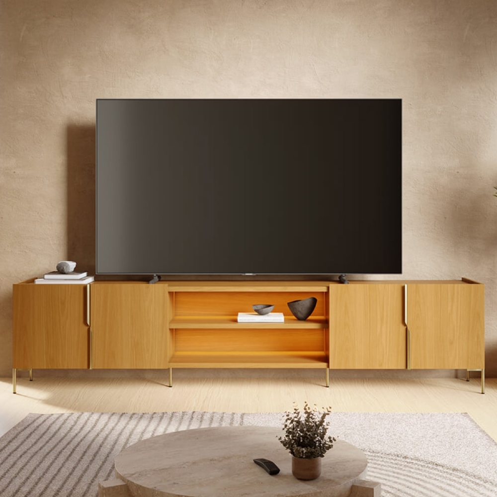 Rack TV 85 Pol 237cm Com LED Gior Naturale C05 - Mpozenato