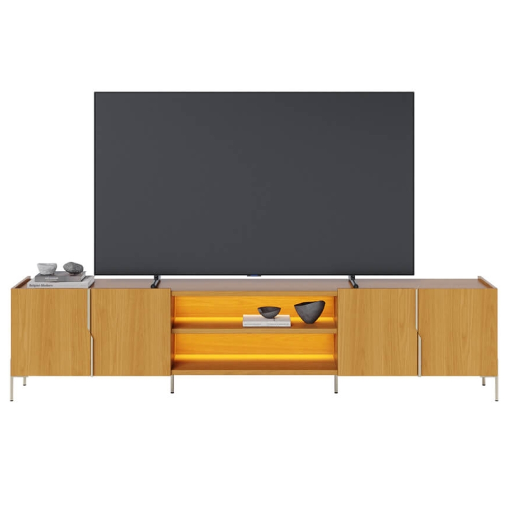 Rack TV 85 Pol 237cm Com LED Gior Naturale C05 - Mpozenato