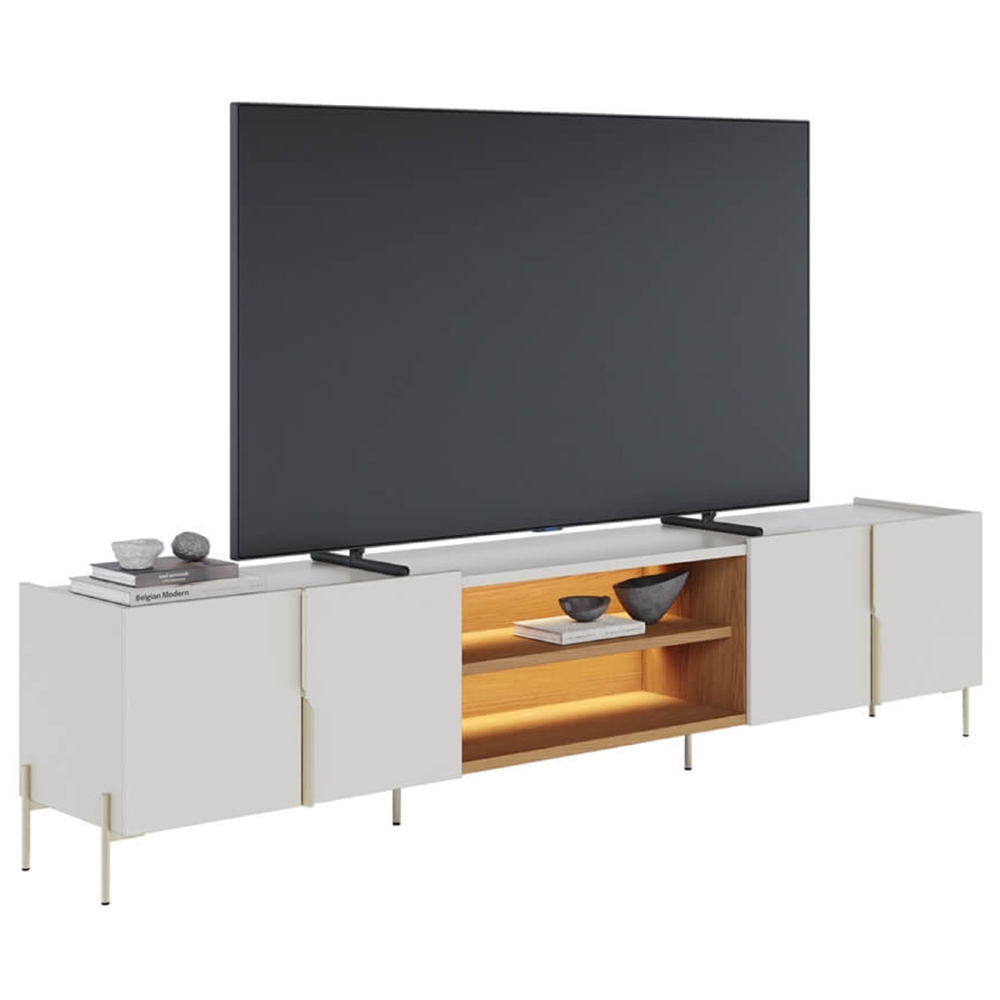 Rack TV 85 Pol 237cm Com LED Gior Off/Freijó C05 - Mpozenato