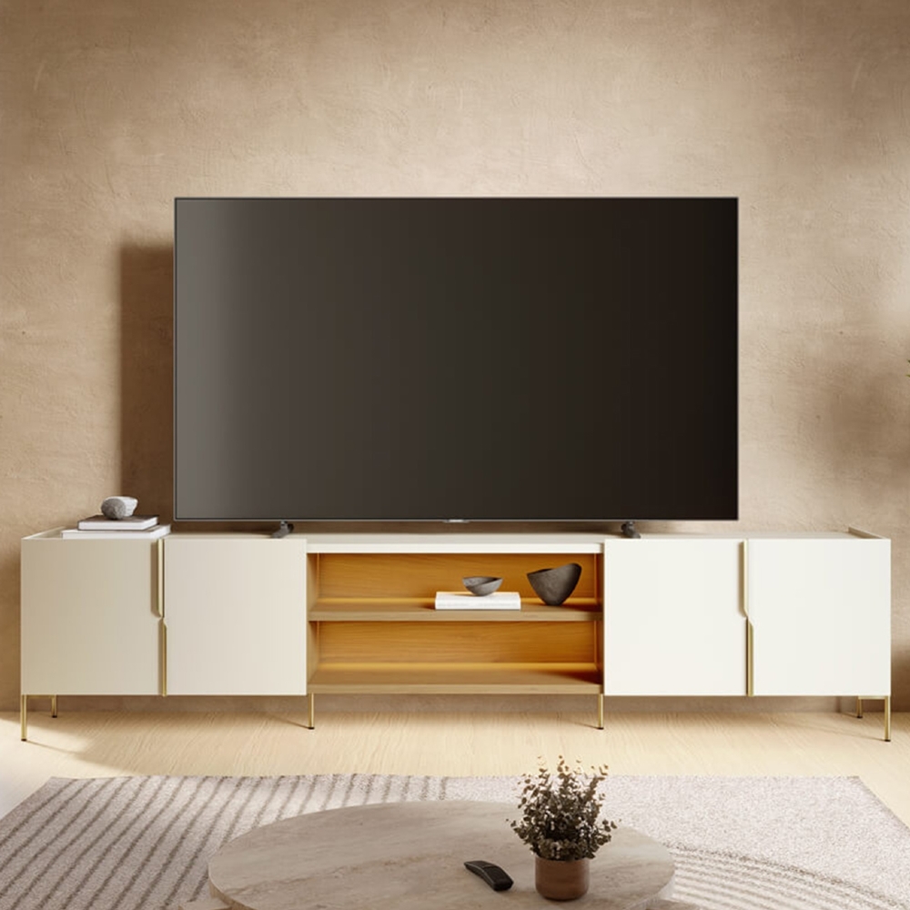 Rack TV 85 Pol 237cm Com LED Gior Off/Freijó C05 - Mpozenato