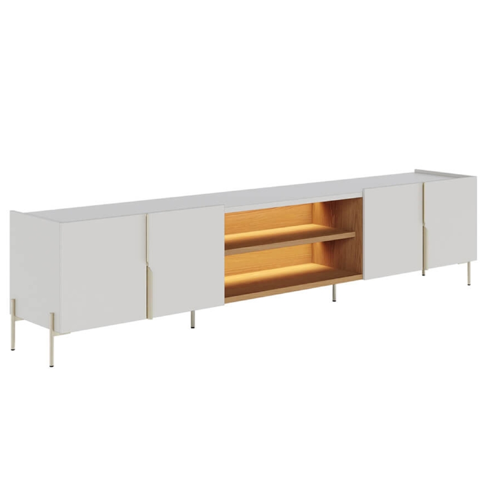 Rack TV 85 Pol 237cm Com LED Gior Off/Freijó C05 - Mpozenato