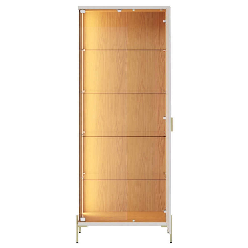 Cristaleira Porta de Vidro 70cm Pés Metal Mercuri Off/Freijó C05 - Mpozenato