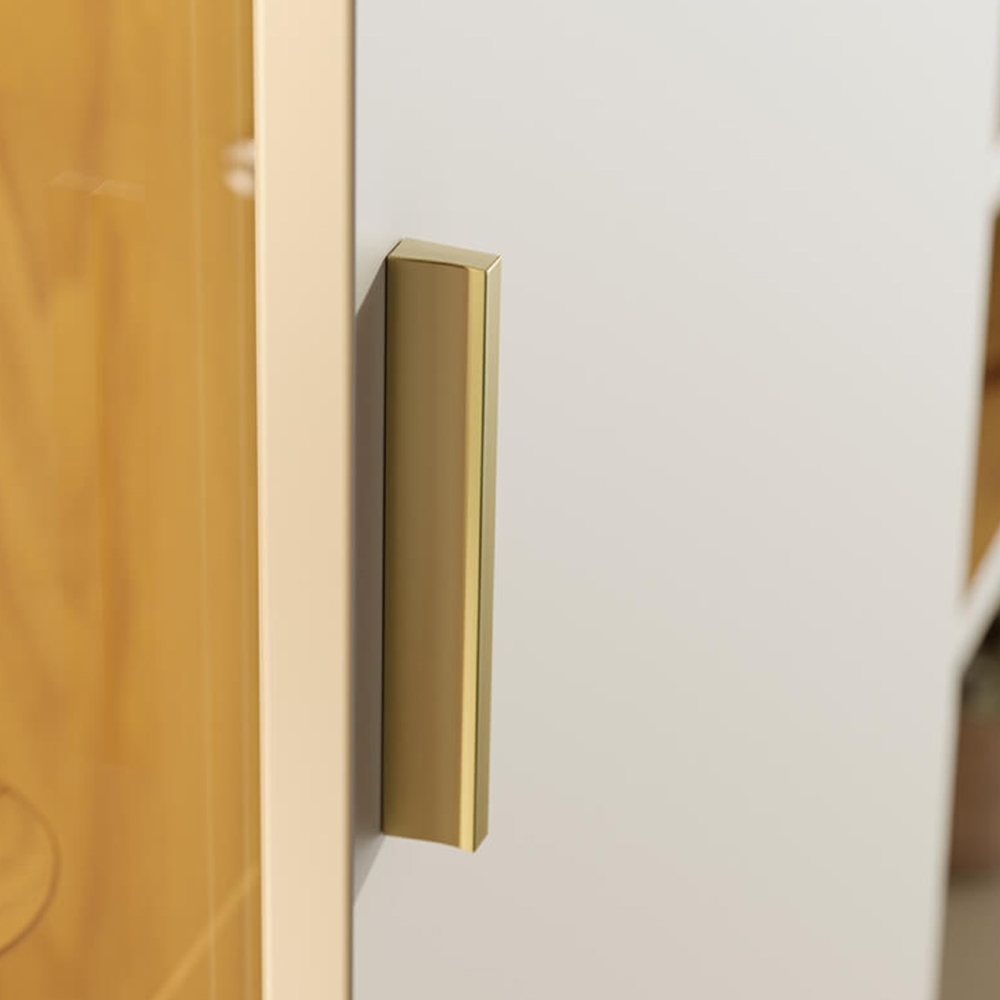 Cristaleira Porta de Vidro 70cm Pés Metal Mercuri Off/Freijó C05 - Mpozenato