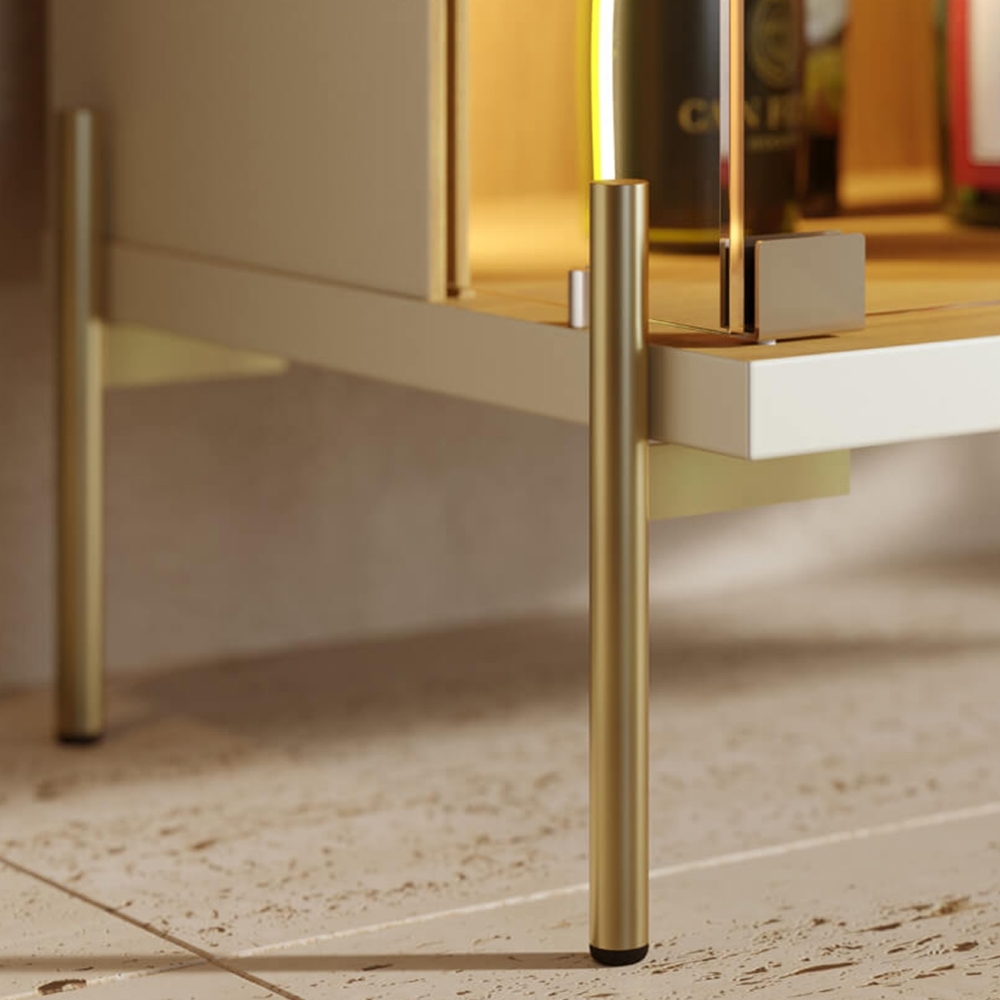 Cristaleira Porta de Vidro 70cm Pés Metal Mercuri Off/Freijó C05 - Mpozenato