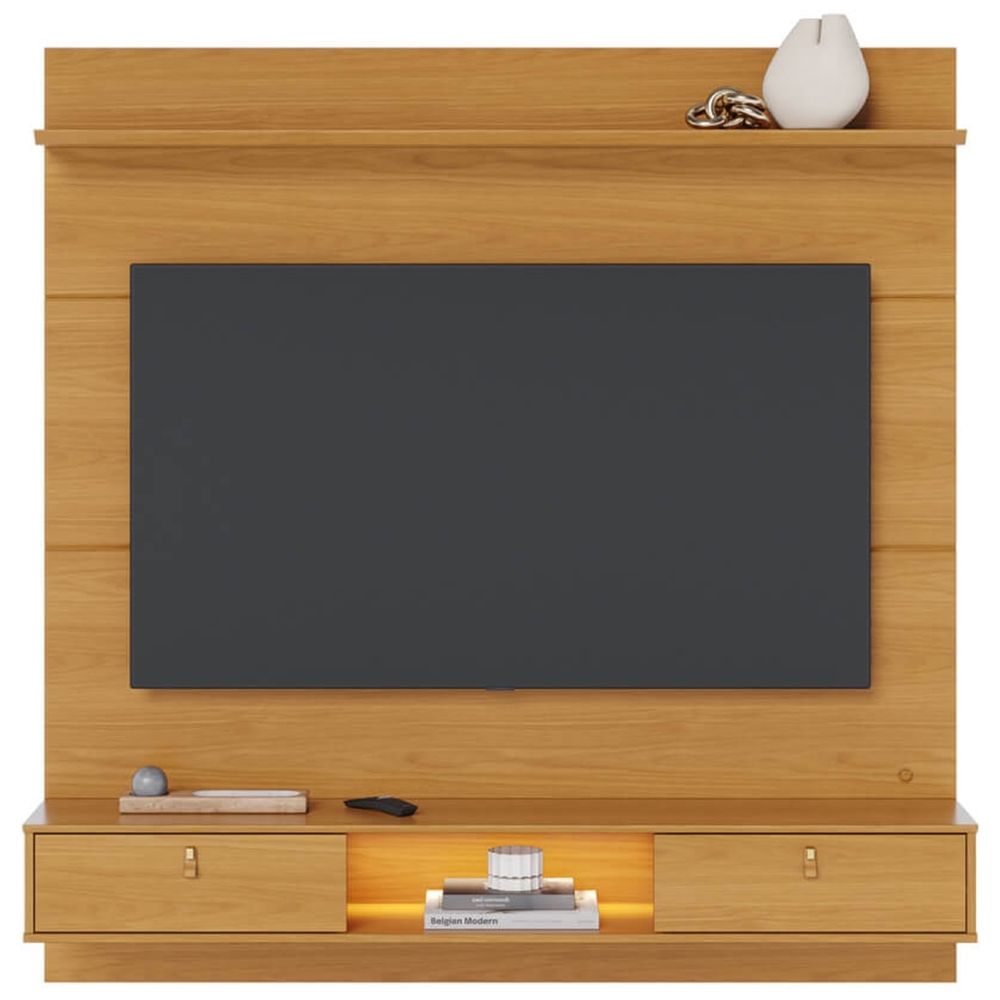 Painel TV 60 Pol Bancada Suspensa 160cm Com LED Zali Naturale C05 - Mpozenato