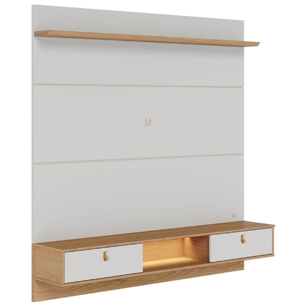 Painel TV 60 Pol Bancada Suspensa 160cm Com LED Zali Off/Freijó C05 - Mpozenato