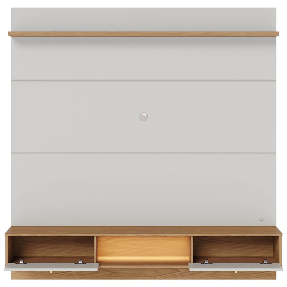 Painel TV 60 Pol Bancada Suspensa 160cm Com LED Zali Off/Freijó C05 - Mpozenato