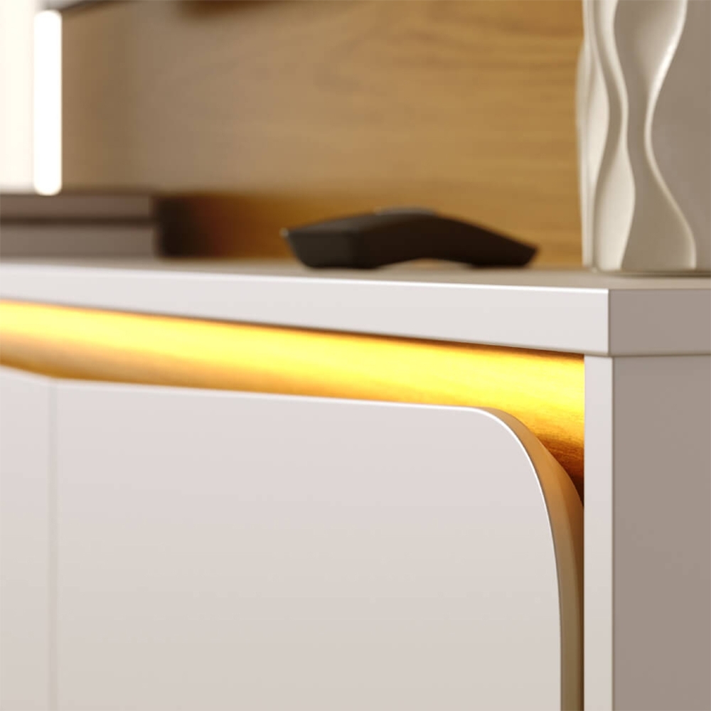 Painel TV 65 Pol Bancada Suspensa 180cm Com LED Tath Off/Naturale C05 - Mpozenato