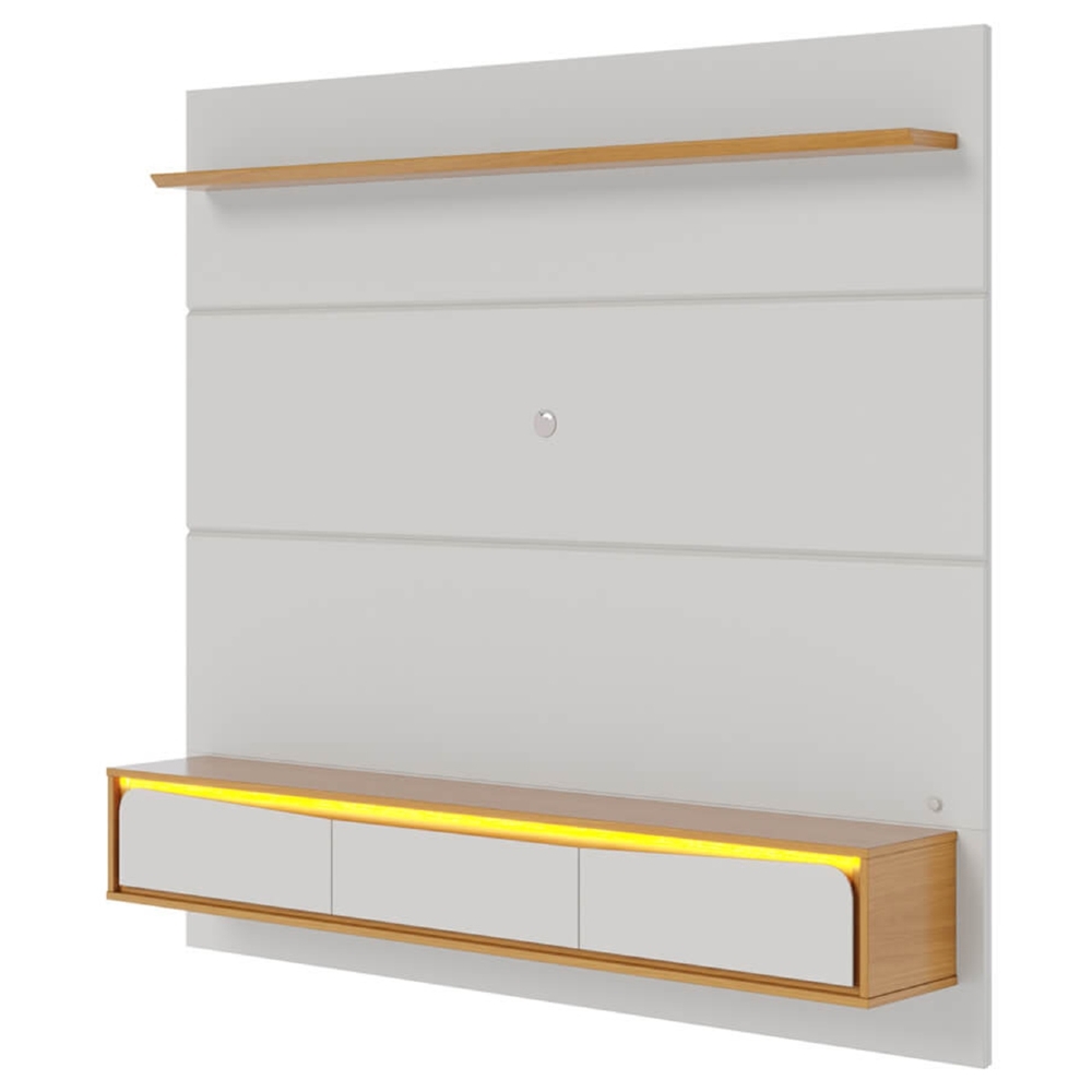 Painel TV 65 Pol Bancada Suspensa 180cm Com LED Tath Off/Naturale C05 - Mpozenato