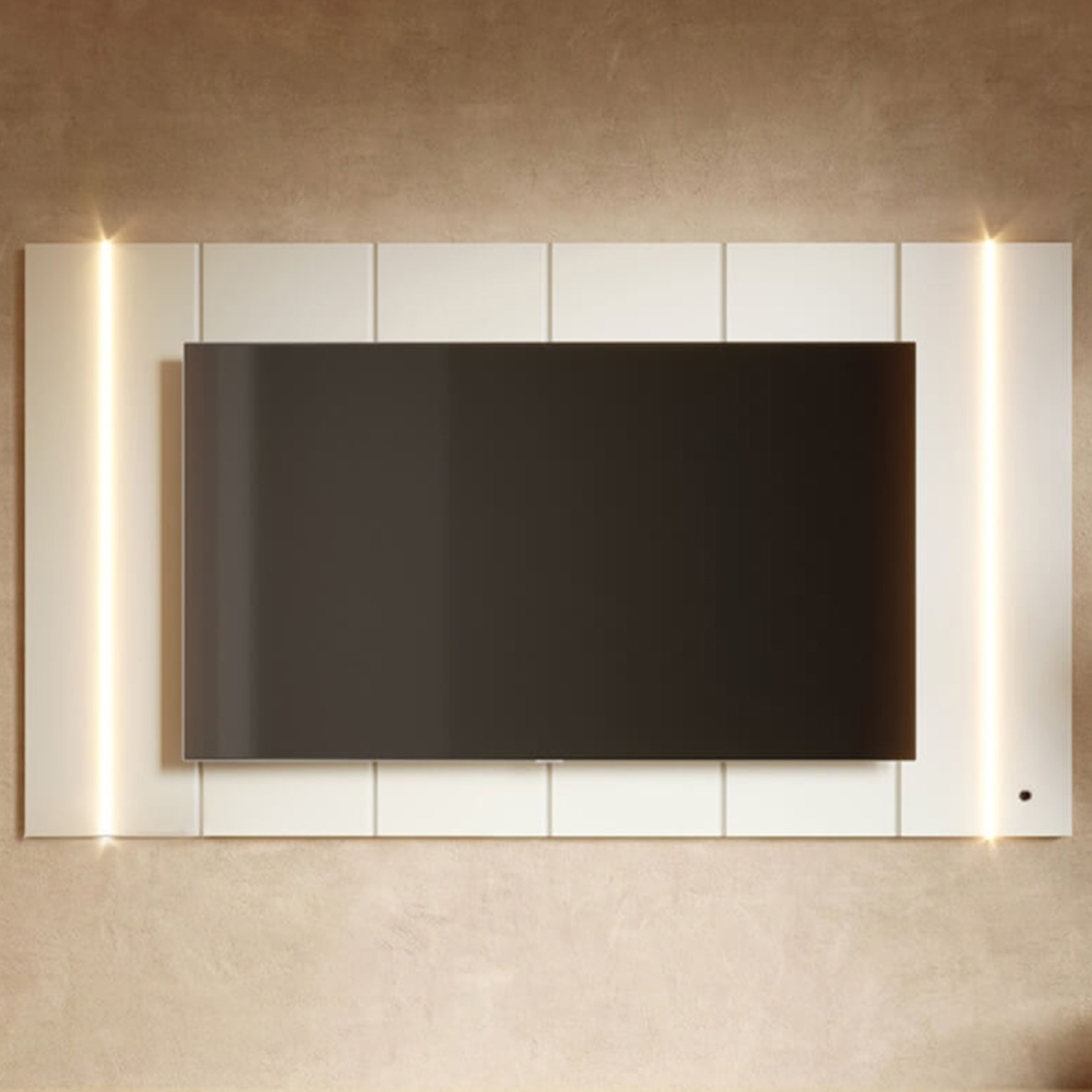 Painel TV 75 Pol Suspenso 240cm Com LED Gior Off White C05 - Mpozenato