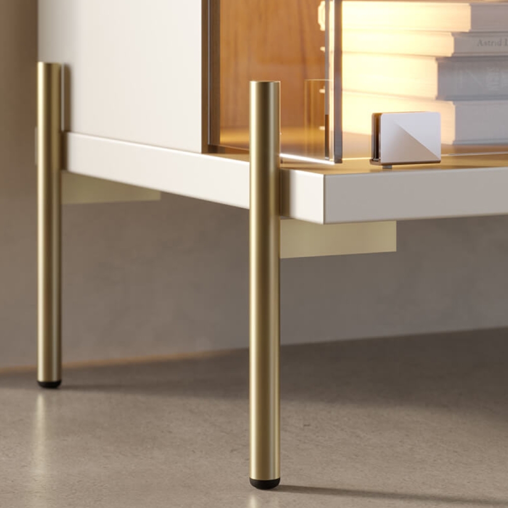 Buffet Aparador Sala de Jantar 179cm Com LED Mercuri Off/Freijó C05 - Mpozenato