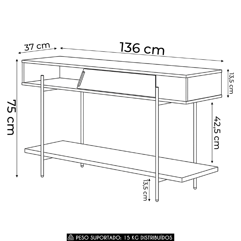 Aparador Para Sala de Estar 136cm Mercuri Off/Freijó C05 - Mpozenato