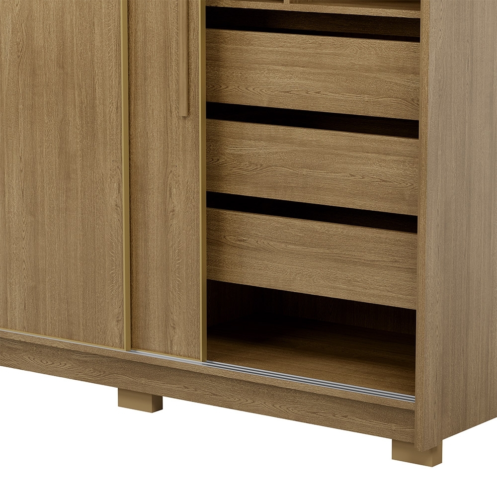 Guarda Roupa Casal 164cm Zane Nature/Fendi Flex V02 - Mpozenato