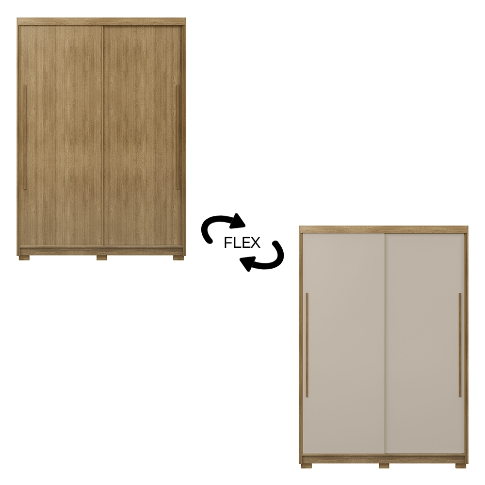 Guarda Roupa Casal 164cm Zane Nature/Fendi Flex V02 - Mpozenato