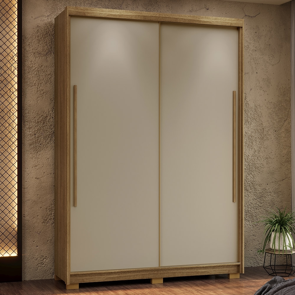 Guarda Roupa Casal 164cm Zane Nature/Fendi Flex V02 - Mpozenato