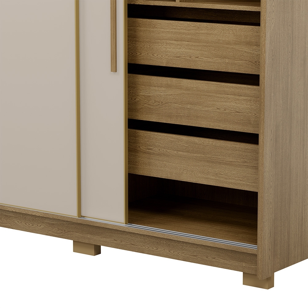 Guarda Roupa Casal 164cm Zane Nature/Fendi Flex V02 - Mpozenato