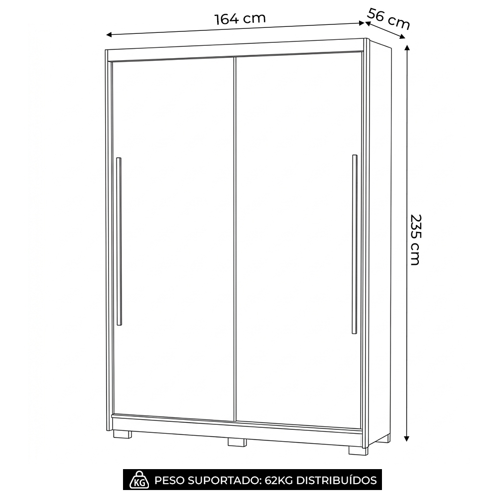 Guarda Roupa Casal 164cm Zane Nature/Camarim/Alasca Flex V02 - Mpozenato