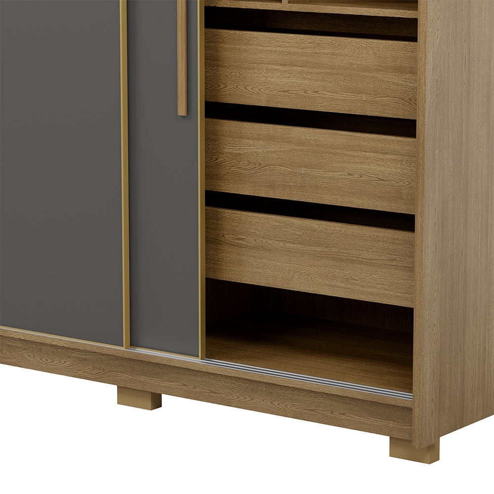 Guarda Roupa Casal 164cm Zane Nature/Camarim/Alasca Flex V02 - Mpozenato