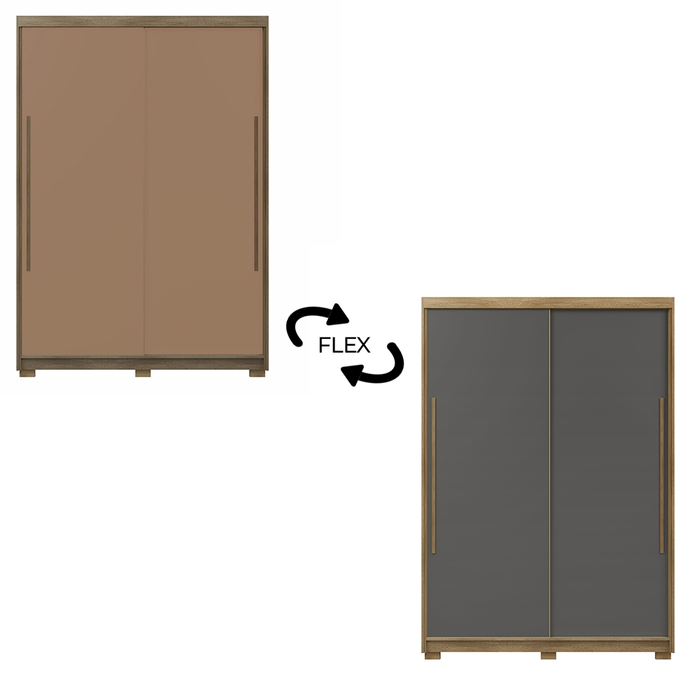 Guarda Roupa Casal 164cm Zane Nature/Camarim/Alasca Flex V02 - Mpozenato