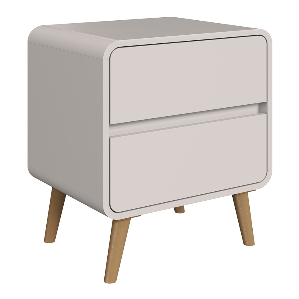Mesa Cabeceira Quarto 47cm 2 Gavetas Nuvia Bege C06 - Mpozenato