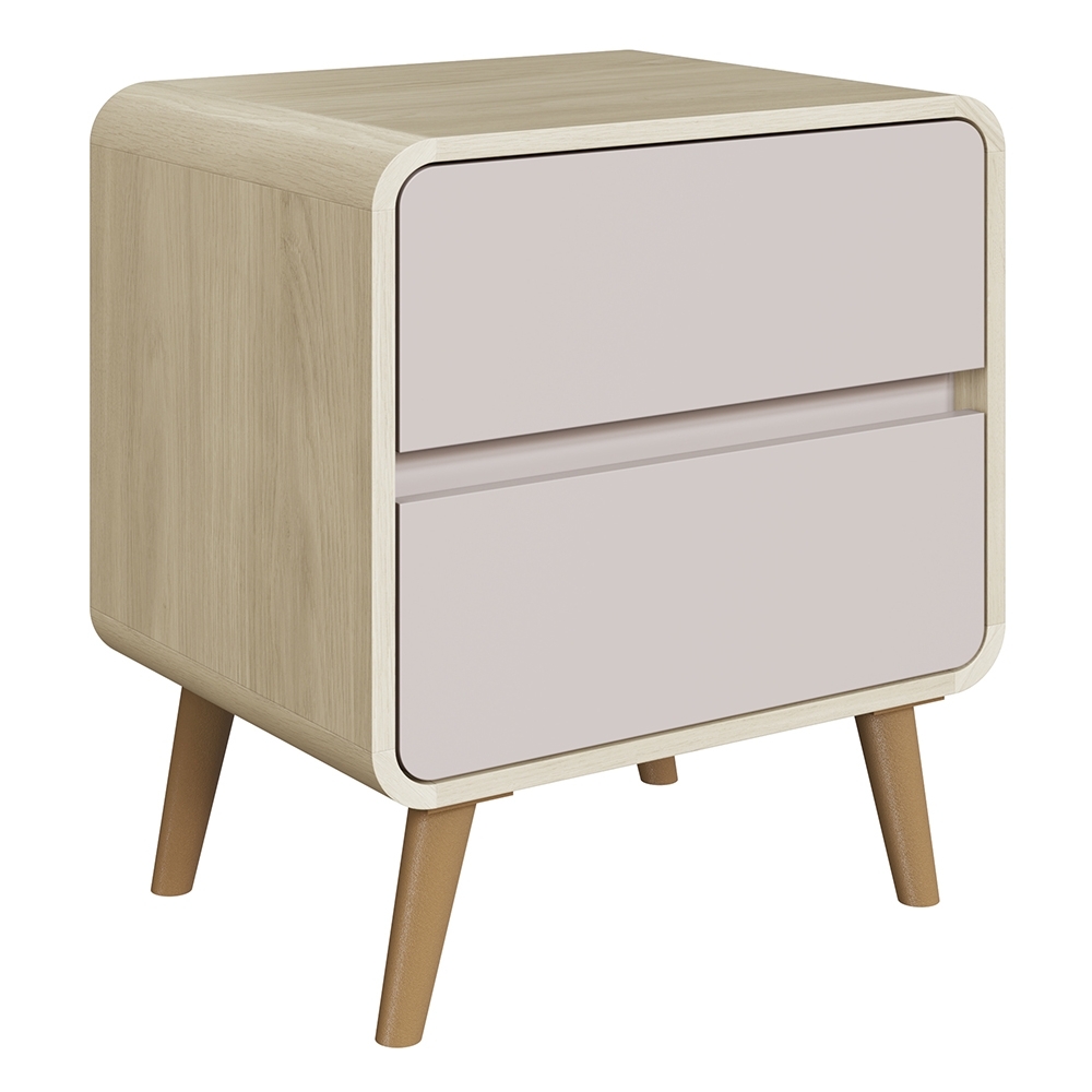 Mesa Cabeceira Quarto 47cm 2 Gavetas Nuvia Carvalho/Bege C06 - Mpozenato