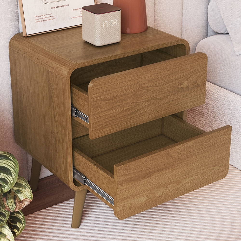 Mesa Cabeceira Quarto 47cm 2 Gavetas Nuvia Castanho C06 - Mpozenato