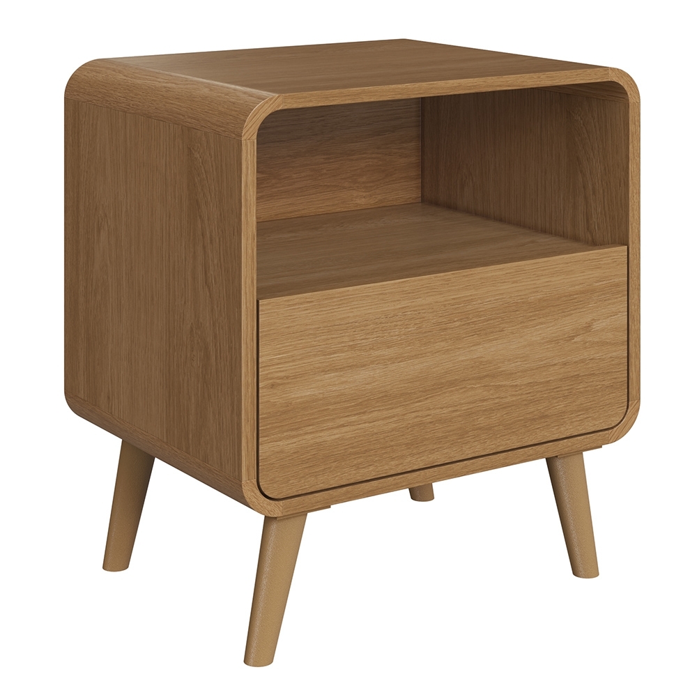 Mesa Cabeceira Quarto 47cm 1 Gaveta Nuvia Castanho C06 - Mpozenato