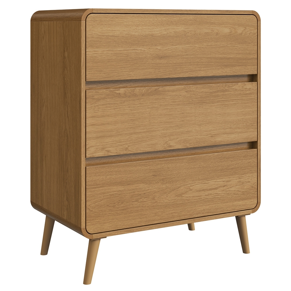 Cômoda Quarto 77cm 3 Gavetas Pés Palito Nuvia Castanho C06 - Mpozenato