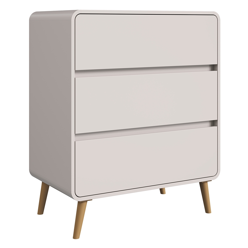 Cômoda Quarto 77cm 3 Gavetas Pés Palito Nuvia Bege C06 - Mpozenato