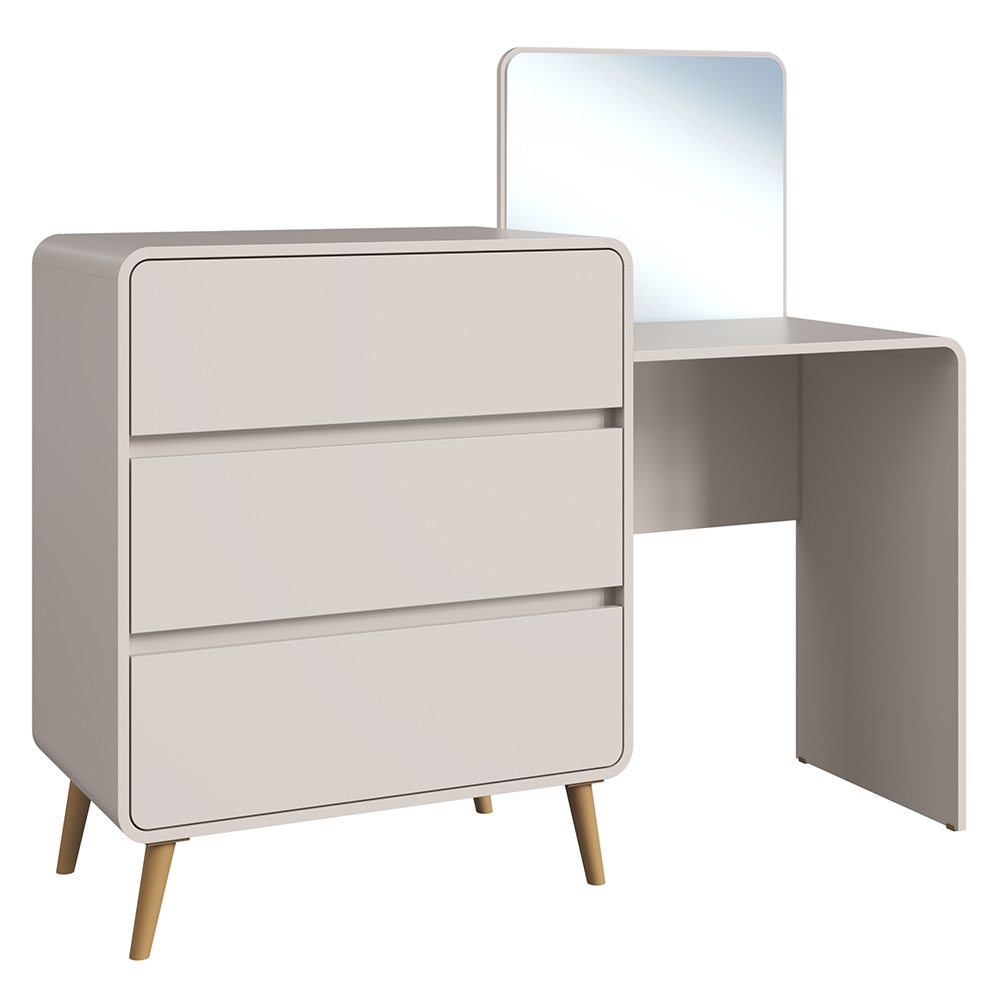 Cômoda Quarto 135cm Com Penteadeira Nuvia Bege C06 - Mpozenato