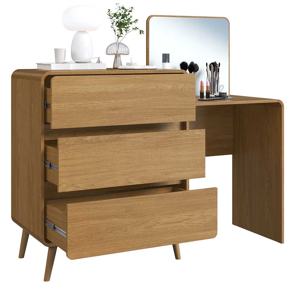 Cômoda Quarto 135cm Com Penteadeira Nuvia Castanho C06 - Mpozenato