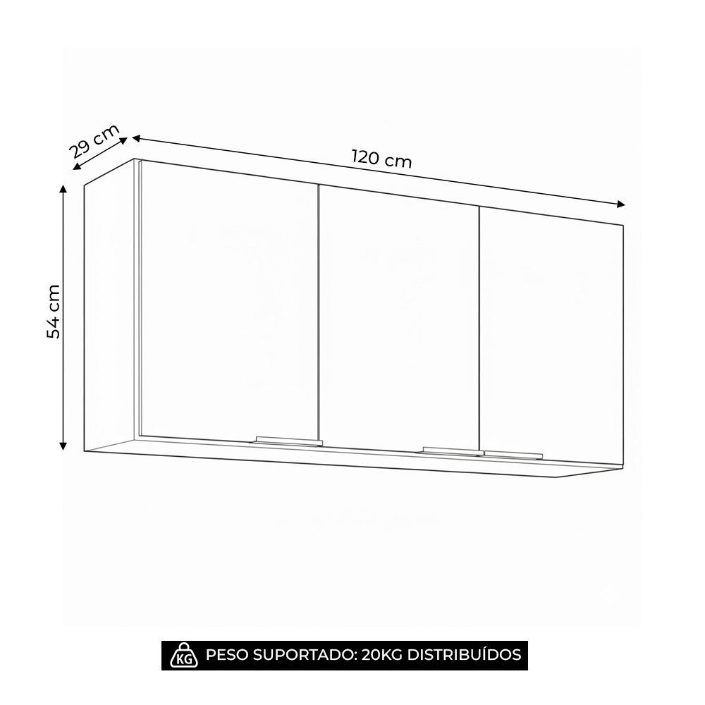 Armário de Cozinha Aéreo 120cm Pérola Z34 Grafite/Freijó    - Mpozenato