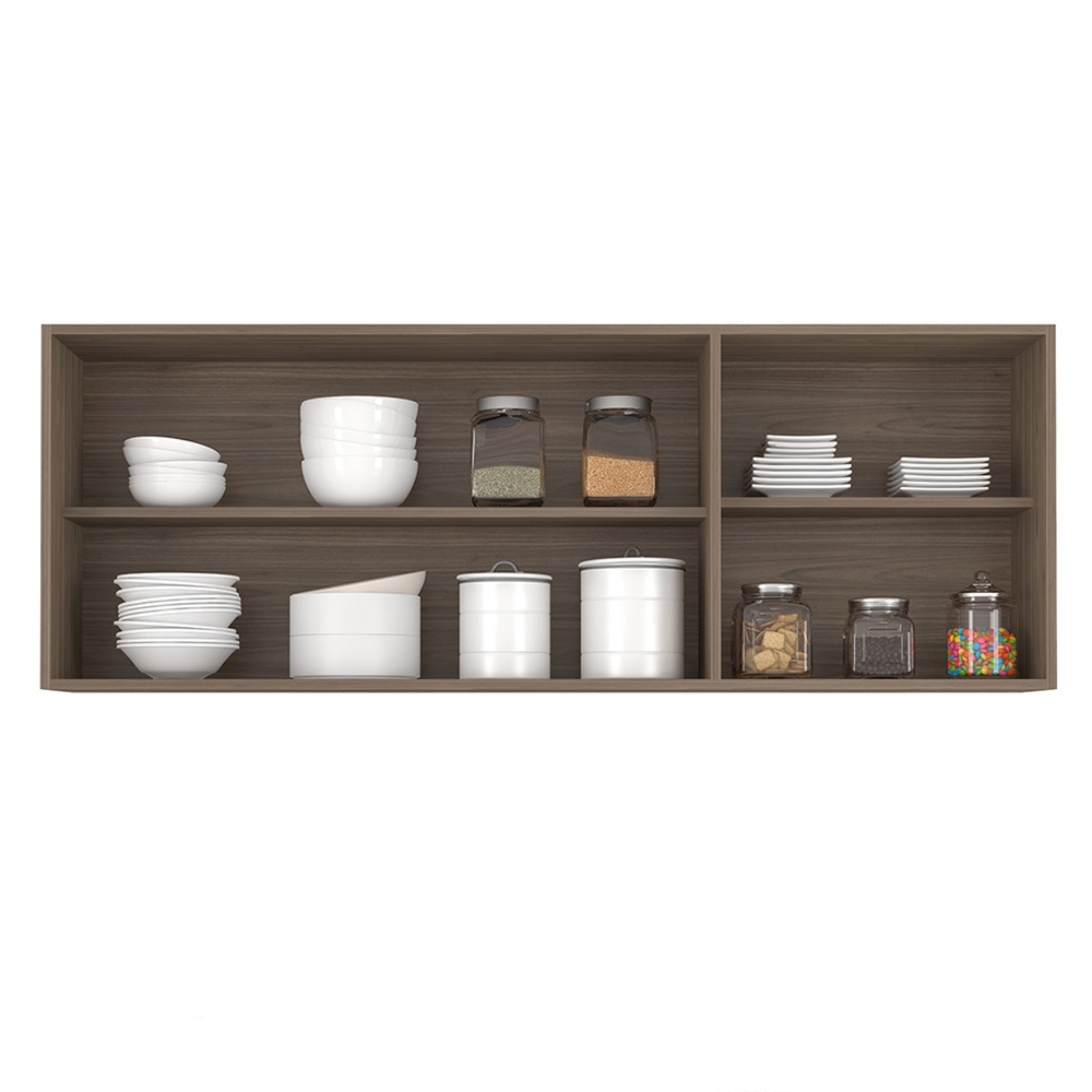 Armário de Cozinha Aéreo 150cm Pérola Z34 Freijó/Grafite    - Mpozenato