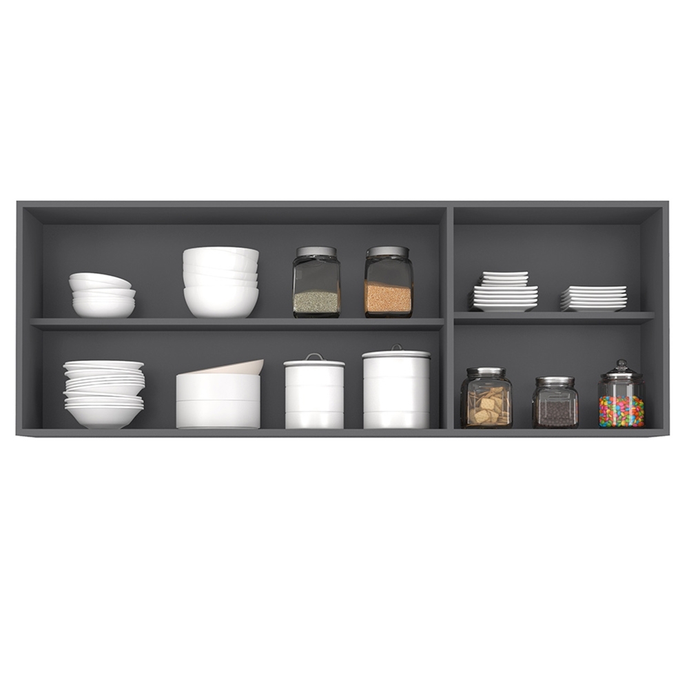 Armário de Cozinha Aéreo 150cm Pérola Z34 Grafite/Freijó    - Mpozenato