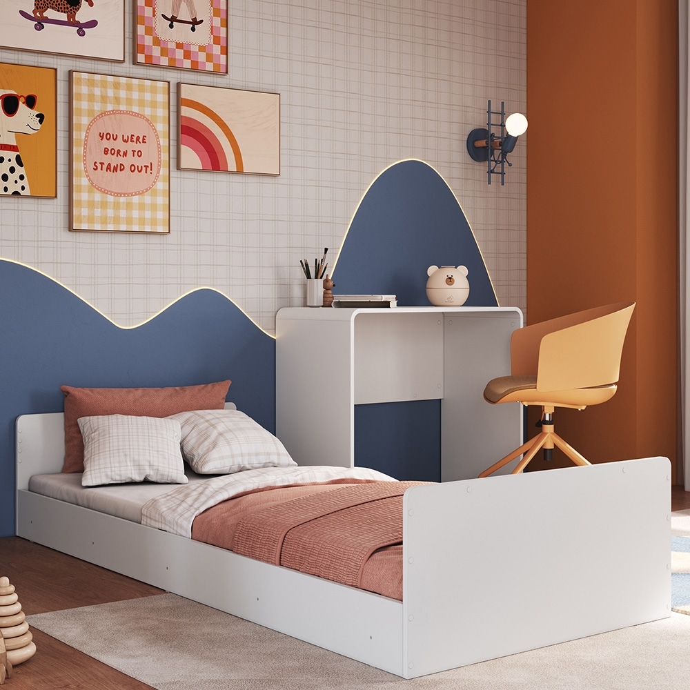 Cama Solteiro Infantil 188x88cm Escrivaninha Infix Branco C06 - Mpozenato
