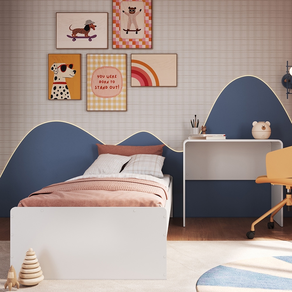 Cama Solteiro Infantil 188x88cm Escrivaninha Infix Branco C06 - Mpozenato