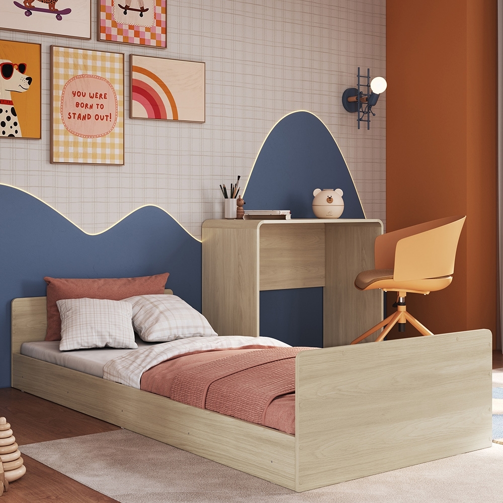 Cama Solteiro Infantil 188x88cm Escrivaninha Infix Carvalho C06 - Mpozenato