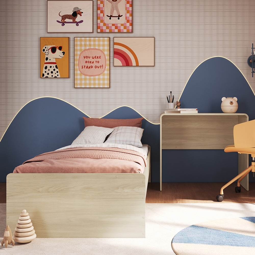 Cama Solteiro Infantil 188x88cm Escrivaninha Infix Carvalho C06 - Mpozenato