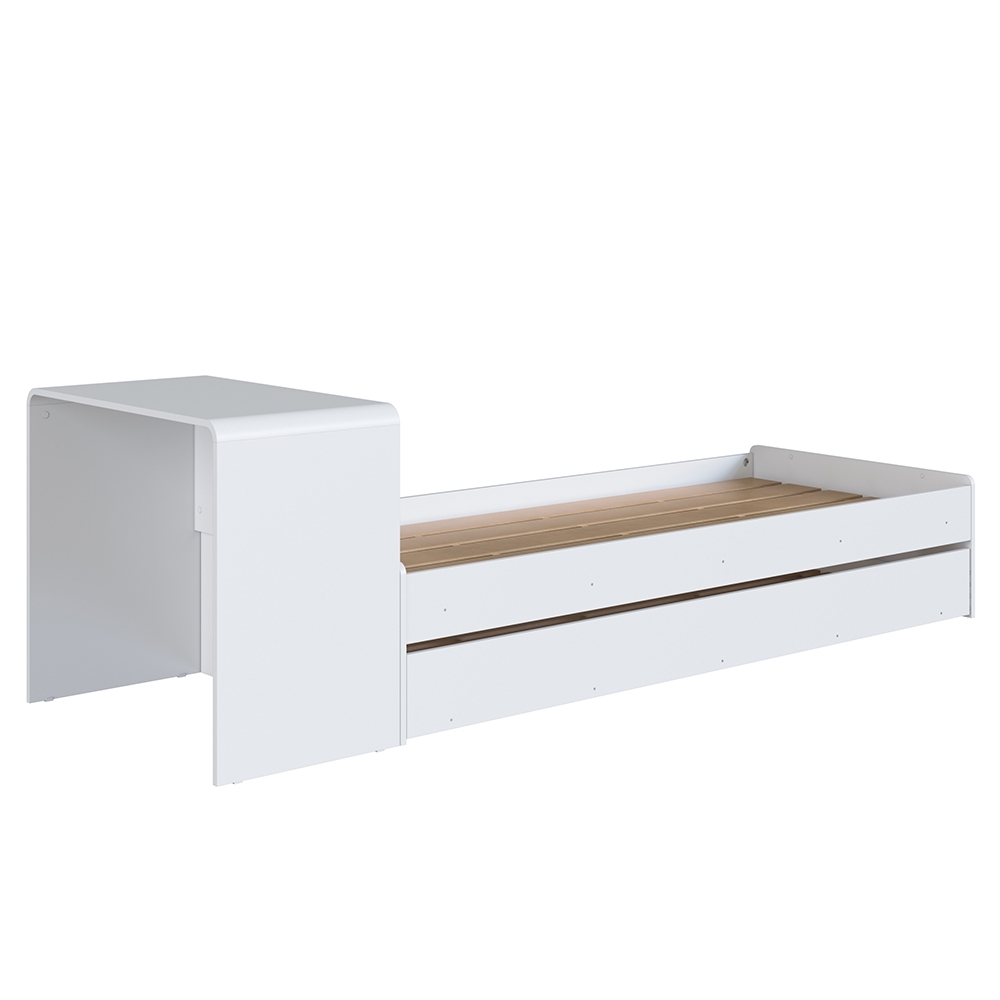 Cama Solteiro Infantil com Auxiliar 188x78cm Escrivaninha Infix Branco C06 - Mpozenato