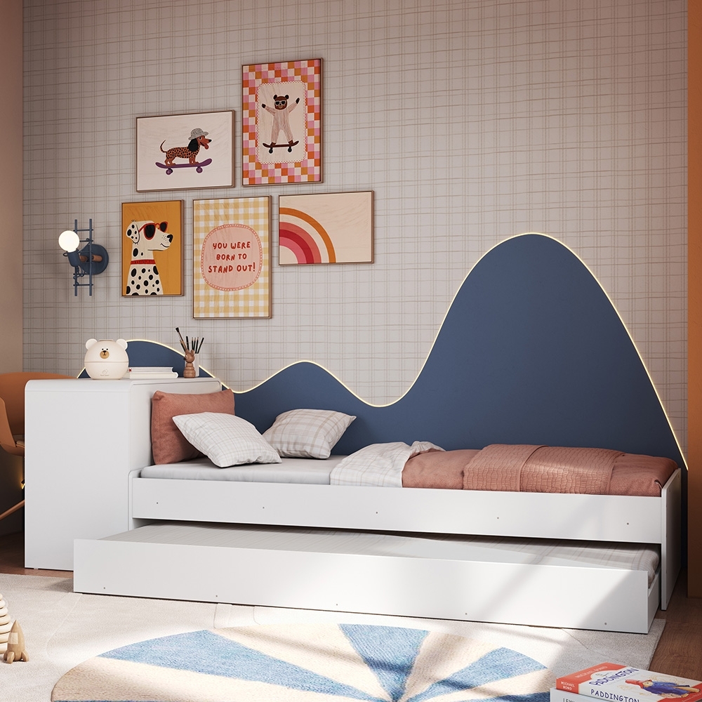 Cama Solteiro Infantil com Auxiliar 188x78cm Escrivaninha Infix Branco C06 - Mpozenato