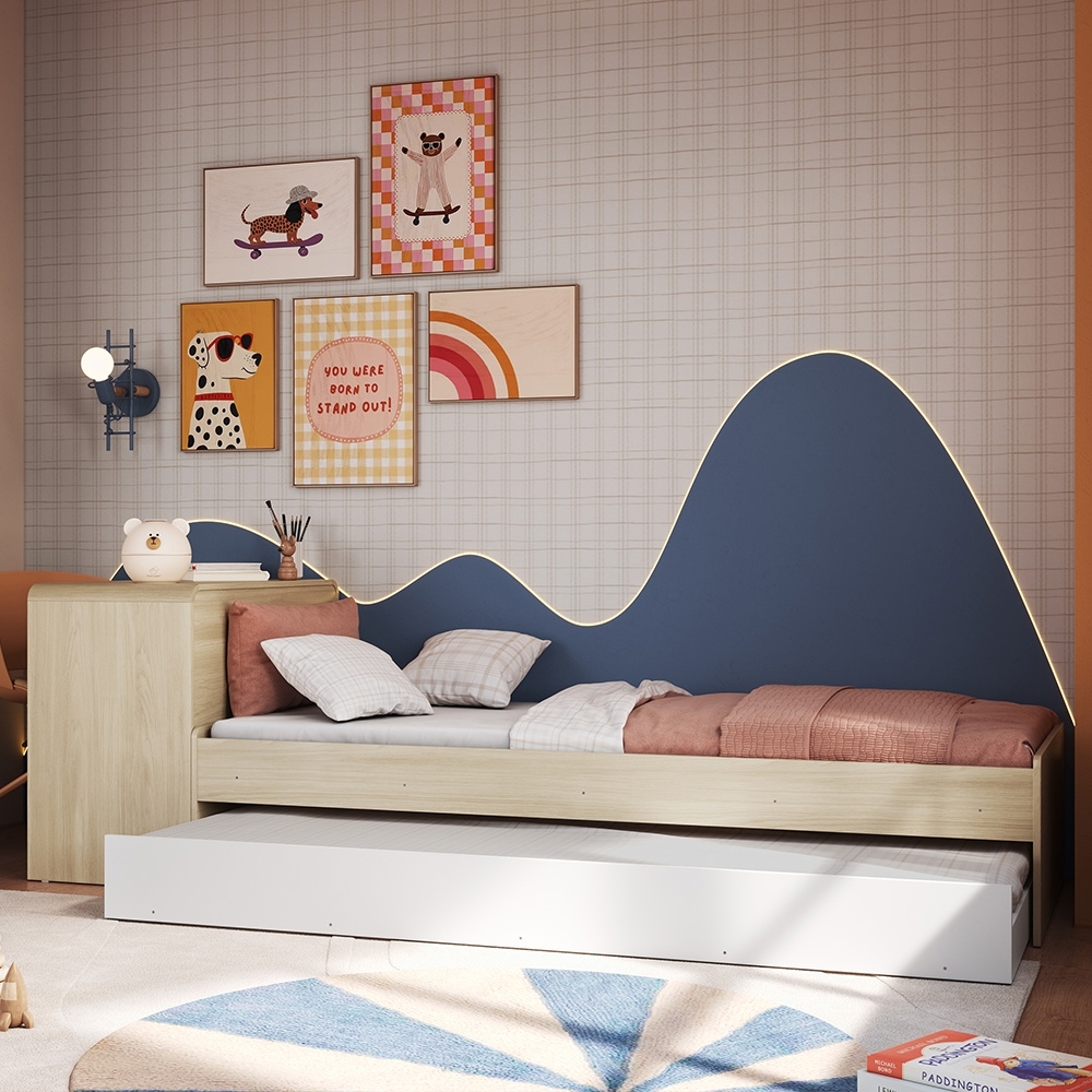 Cama Solteiro Infantil com Auxiliar 188x78cm Escrivaninha Infix Carvalho/Branco C06 - Mpozenato