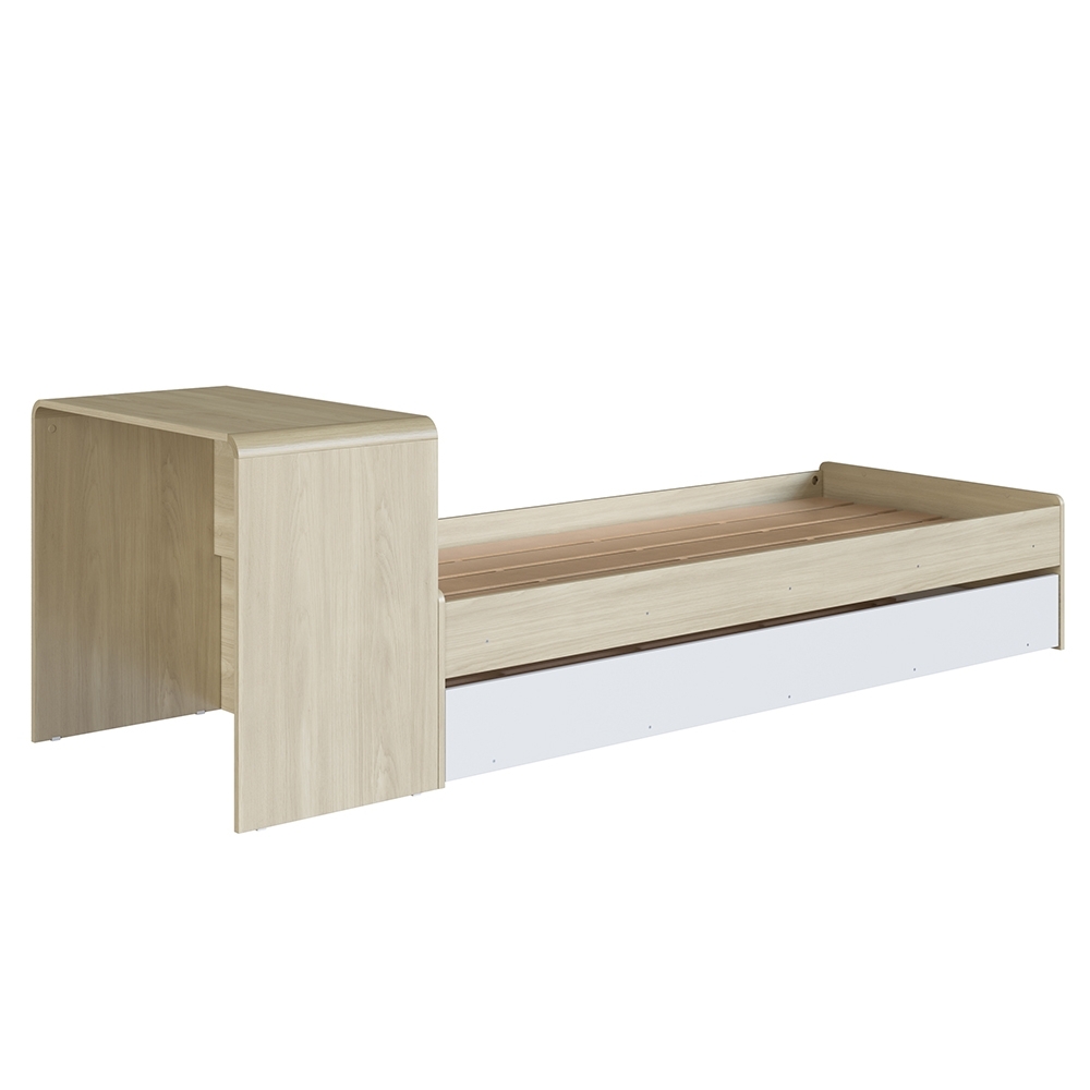 Cama Solteiro Infantil com Auxiliar 188x78cm Escrivaninha Infix Carvalho/Branco C06 - Mpozenato