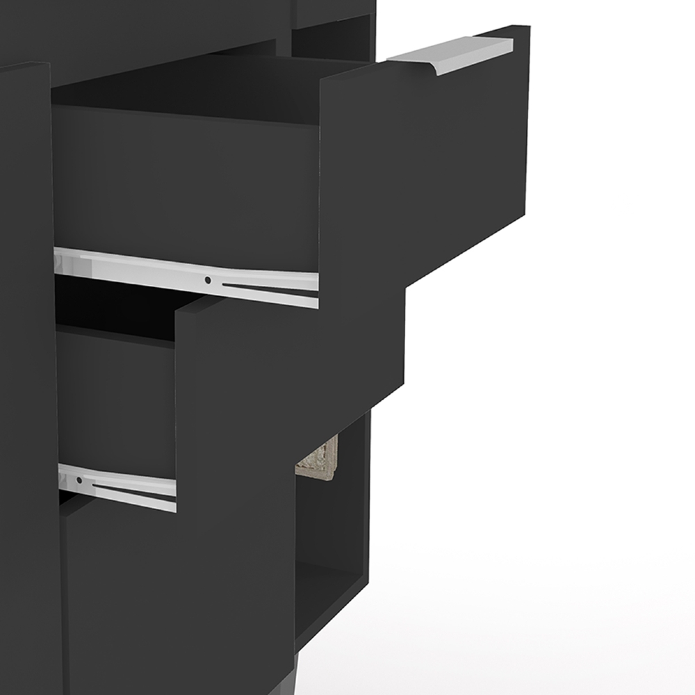 Armário de Cozinha CP11 Com Pia 200cm Pérola Z34 Preto      - Mpozenato