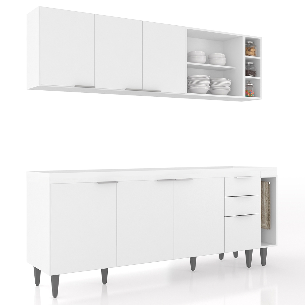 Armário de Cozinha CP11 Para Pia 200cm Pérola Z34 Branco    - Mpozenato